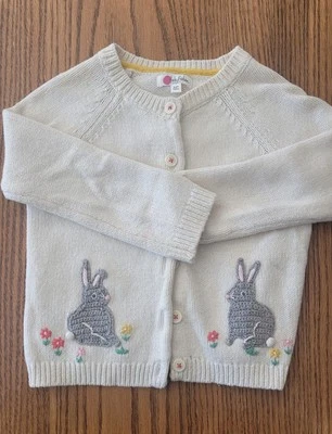 Cárdigan Baby Boden Niñas Granja Conejo Conejo - Talla 3-4 - Pascua o Primavera Foto 1 de 4