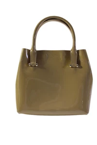 L.K. Bennett Womens Brown Taupe Patent Leather Small Tote Bag Handbag - Picture 1 of 6