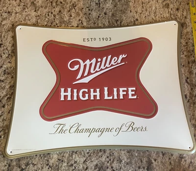 New Large Miller High Life Beer Tin Metal Sign Tacker 2017 Milwaukee Man Cave - Image 1 of 4