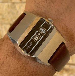 Vintage 1960s ESPERANTO Jump Hour Men's Watch Swiss Made Digital Space Age 36mm - Picture 1 of 24
