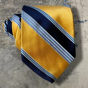 Recent Brooks Brothers Navy Yellow Repp Striped Silk Neck Tie Made in USA - Picture 1 of 12