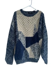 Suéter Vintage Escenas Callejeras Cuello Redondo Tejido Cosby Estilo Biggie Talla L Azul - Imagen 1 de 5