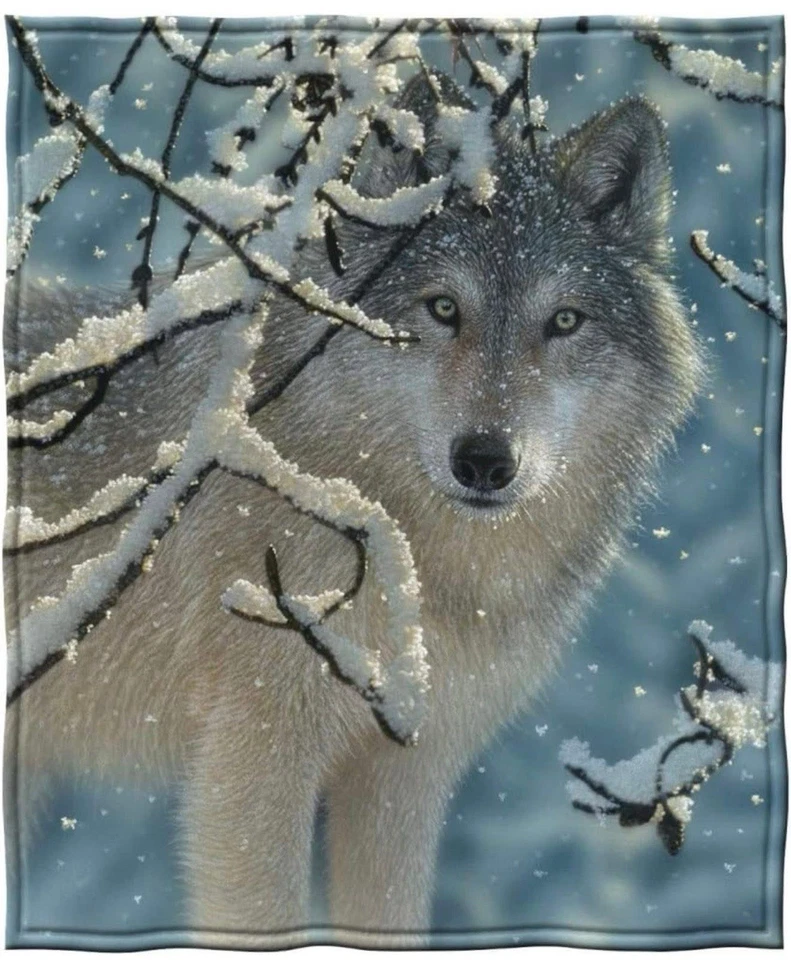 Dawhud Direct Lone Wolf Fleece Blanket for Bed 50x60 Wolf Fleece Throw for Kids - Image 1 of 4