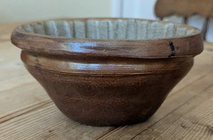Antique Salt Glaze Stoneware Brown Jelly Mould 9.5cm Ht - Picture 1 of 6