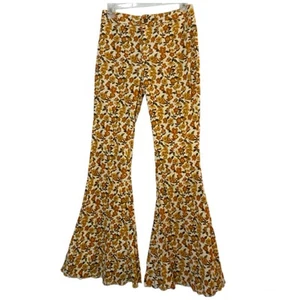 Versona Flared Leg Damen Jeans Cord Orange Blumen Hippie Gypsy Boho Größe 4 - Bild 1 von 7