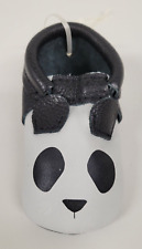 Black & White Leather Panda Bear Baby Shoe Christmas Tree Ornament 5.25"