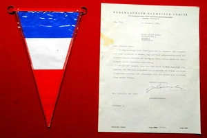 ORIGINAL SELTENE OLYMPISCHE SOMMERFLAGGE 1961 HOLLAND MIT BRIEF NIEDERLANDE - Bild 1 von 1