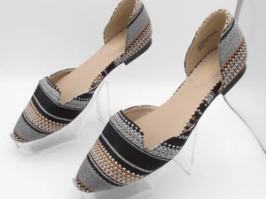 Isaac Mizrahi schwarz weiß orange gewebt strukturiert D’orsay New York Ballerinas Größe 9,5 - Bild 1 von 9
