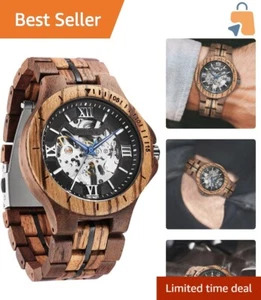 Stylish Mechanical Wooden Watch: Lightweight & Comfortable for Everyday Wear - Picture 1 of 9