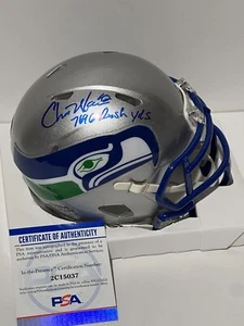 CHRIS WARREN 7696 Rush Yards Signed Autographed Seattle Seahawks Mini Helmet PSA - Picture 1 of 3