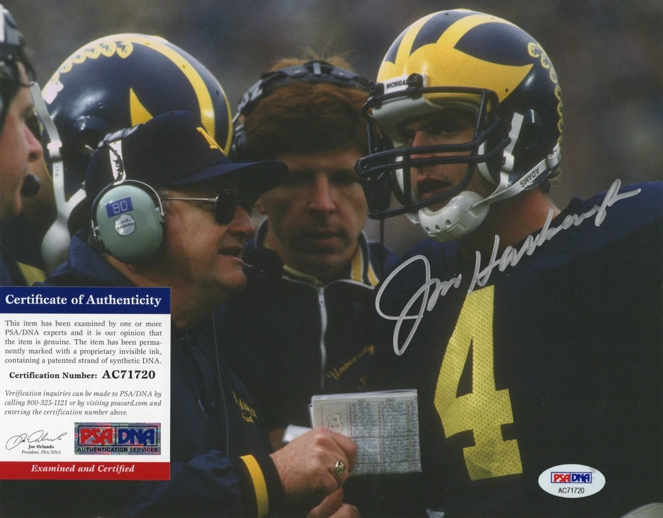 JIM HARBAUGH W/ BO SCHEMBECHLER SIGNED MICHIGAN WOLVERINES 8x10 PHOTO PSA COA - Image 1 of 1