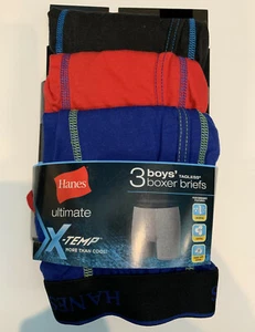 Hanes Boys 3-pk. Tagless Boxer Briefs Sizes: M, XL Black/Red/Blue - Picture 1 of 2