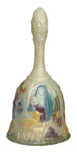 Fenton Handglocke Krippe nummeriert signiert Künstler J. L. Barnum Aufkleber HP - Bild 1 von 13