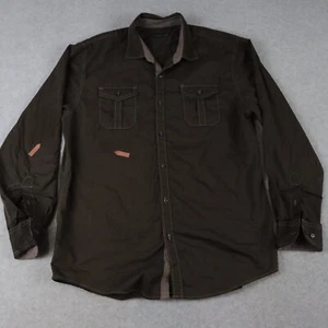 Michael Brandon Shirt Mens XL Utility Pocket Casual Button Up Brown Long Sleeve - Picture 1 of 7