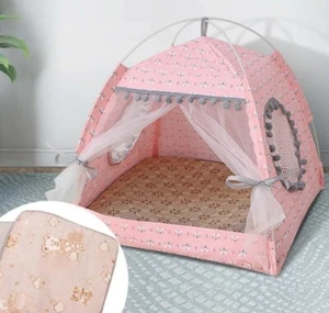 Dog tent Cat bed pet Tent pink bed New - Picture 1 of 12