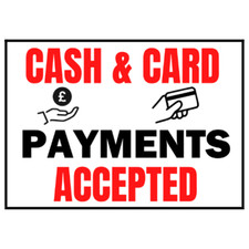 Cash & Card Payments Accepted waterproof stickers for business/shops (A6 Size)