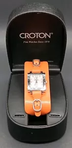 CROTON Unique Ladies Stainless Steel Watch W/ Orange Face & Band! Runs Great!! - Picture 1 of 23