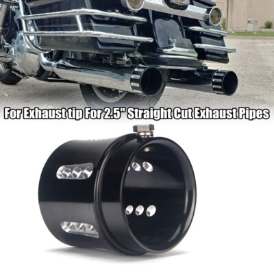 For Harley Street Glide Chopper Bobber Black 2.5" Inlet Exhaust Muffler Pipe Tip - Image 1 of 4