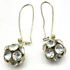 Disco Ball Charm Earrings Gold Tone Pierced Glam Bling Sparkle Holiday Party