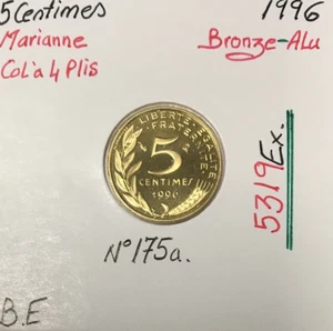 5 CENTIMES MARIANNE - 1996 - Pièce de Monnaie en Bronze-Alu // BE - Picture 1 of 2