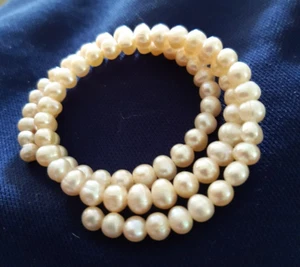 Cultured Freshwater Creamy Pearl 3 Row Coil, Wrap Bracelet - 87 Pearls - Picture 1 of 3
