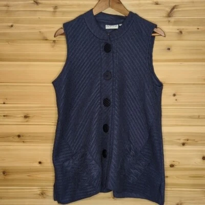 Habitat Women's Vest Small Blue Tunic Vest Button Front  - Image 1 of 4