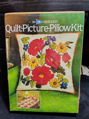 MH Sew Easy 1981 Quilt Picture Pillow Kit  QP 1402 Poppies 16"x16"  NIB SEALED - Image 1 of 2