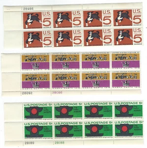 Lot of 3 Five Cent Stamp Blocks Dog Humane Annimals Magna Carta Stop Traffic Acc - Picture 1 of 7