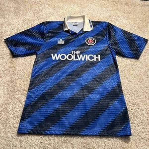 Camiseta deportiva Charlton vintage para hombre mediana azul negra 1991/92 kit de fútbol visitante - Imagen 1 de 14