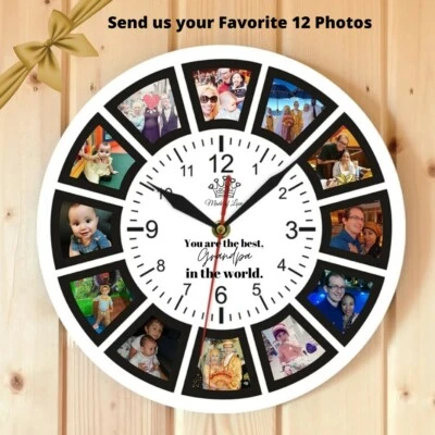 Custom Photo Clock Home Decor Grandfather Gift 38cm Photo Clock Gift for Grandpa - Image 1 of 4