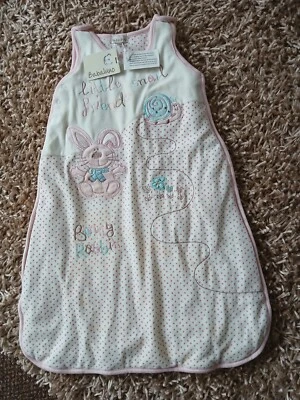 BNWT BABALUNA BABY GIRLS PINK/WHITE PATTERNED SLEEPING SAC - AGE 0-6 MTHS - Image 1 of 4