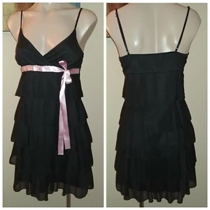 ABITO TUBINO CHARLOTTE RUSSE NERO ROSA DANZA FORMALE MEDIUM MED MD - Foto 1 di 3