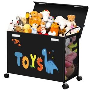  Toy Box Toy Storage - 72L Kids Toy Organizer with Wheels Toy Chest Storage 