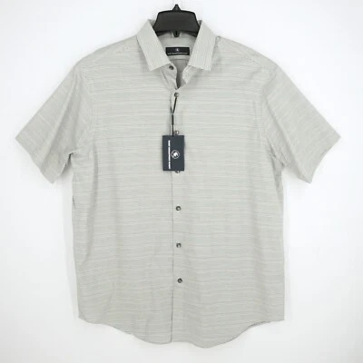 Camisa de manga corta Hart Schaffner Marx para hombre L blanca gris roja a rayas nueva con etiquetas $89.50 Foto 1 de 4