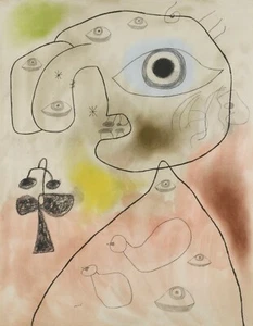 JOAN MIRO Art Poster or Canvas Print "FEMME, OISEAU, ÉTOILES" - Picture 1 of 1