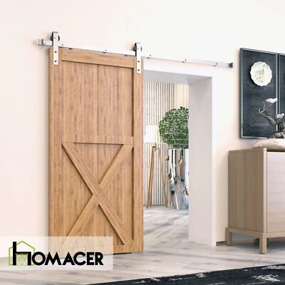 HOMACER Brushed Nickel Non-Bypass Sliding Barn Door Hardware Kit - Classic Design Roller
