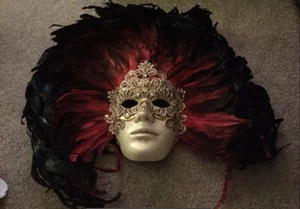 ORIGINAL VENICE FACE MASK Hand Painted With Swarovski Crystals Masquerade Ball - Picture 1 of 8