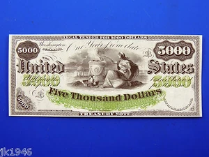 Reproduction $5,000 1863 3-Yr Interest Bearing Note US Paper Money Currency Copy - Picture 1 of 3