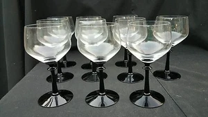 Fostoria Eloquence Onyx Crystal Claret Wine Set 10 Elegant Glass Black Art Deco - Picture 1 of 9