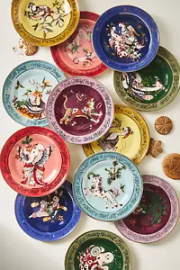NEW SET 12 ANTHROPOLOGIE Phannapast Taychamaythakool 12 Days of Christmas PLATES - Picture 1 of 16