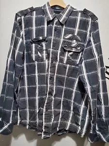 Men's Eighty Eight Platinum - Size XL Long Sleeve Button Shirt-Black/White/Gray - Picture 1 of 7