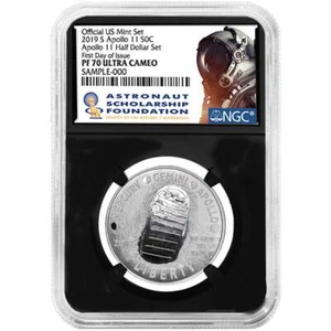 2019-S Proof 50c Apollo 11 50th Ann. Half Dollar NGC PF70UC FDI ASF Label Ret... - Picture 1 of 2
