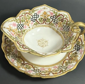 Nippon Royal Crockery 1911 Hand Painted Gravy Boat With Underplate Back Stamp - Picture 1 of 12