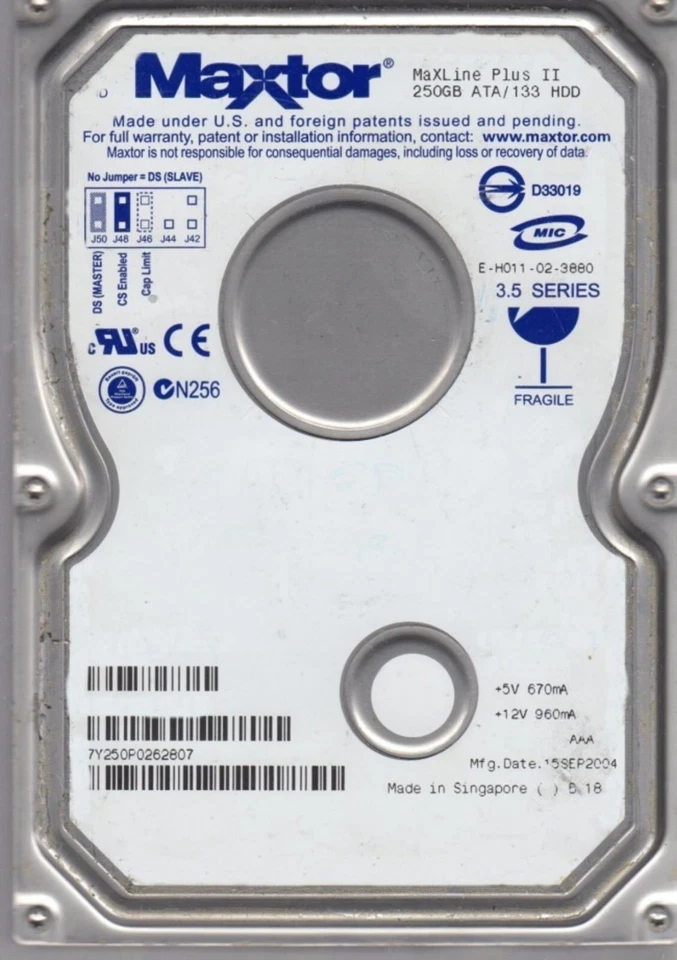 250 GB Ide Maxtor Maxline Plus II 7Y250P0 P-Ata 7200rpm 8MB HDD 3.5 " Hard Drive - Image 1 of 1