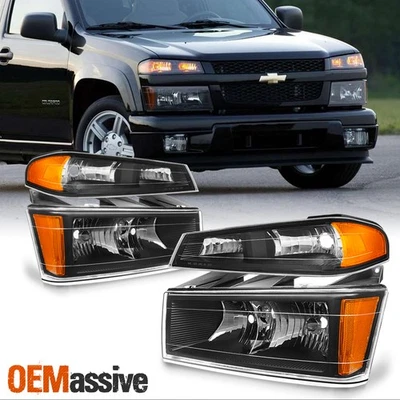 Fit 04-12 Colorado Canyon Black Headlights + Bumper Signal Lights Replacement - Изображение 1 из 4