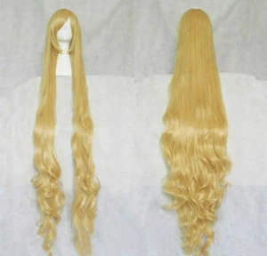 Lange blonde gewellte Perücke 150 cm Cosplay Anime Figuren Cartoon - Bild 1 von 3