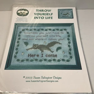 THROW YOURSELF INTO LIFE Susan Saltzgiver Designs Counted Cross Stitch Pattern - Picture 1 of 4