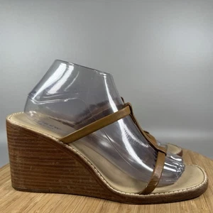 J Crew Wedge Sandals Sz 9 Brown Leather Sandals Made In Italy Shoes - Picture 1 of 7
