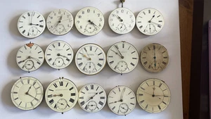 15 movimenti antichi per orologio da tasca in porcellana e metallo con quadrante per ricambi (B385) - Foto 1 di 11