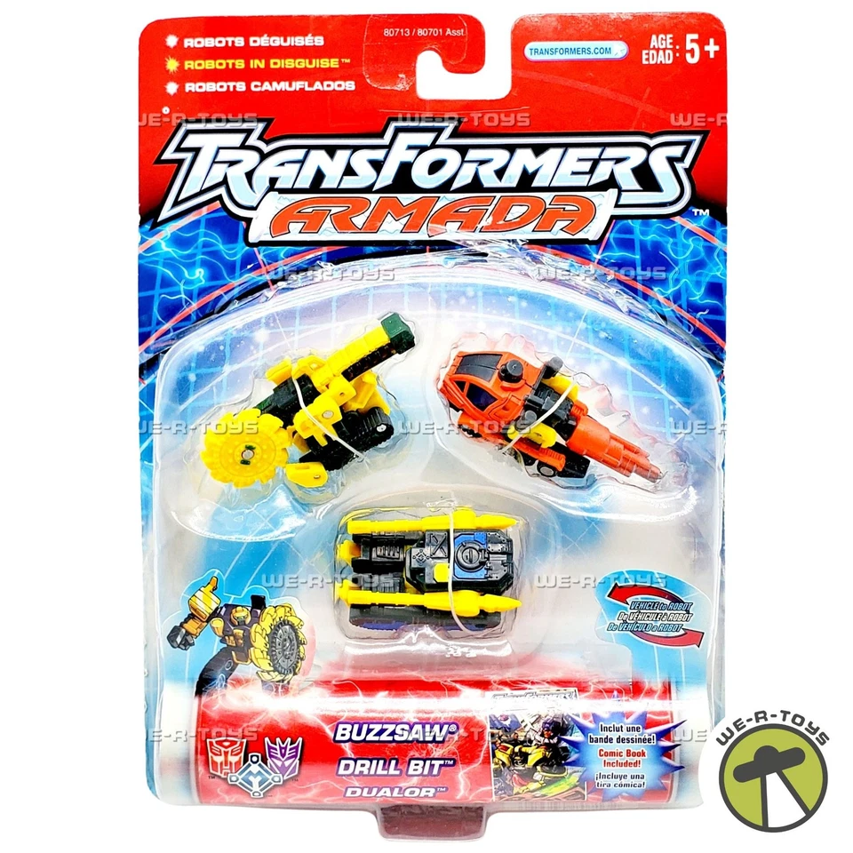 Transformers Armada Buzzsaw Drill Bit Dualor Figure Set 2002 Hasbro 80713 - Image 1 of 4
